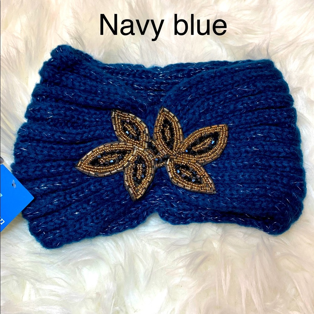 Knitted Headwrap Ear Warmer with Beaded Bling